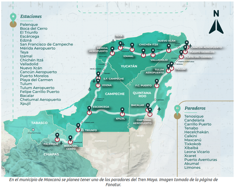 Karte mit den stationen des Tren Maya