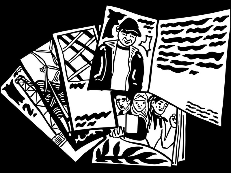 Abbildung von Zeitschriften in einem Siebdruckähnlichen Design