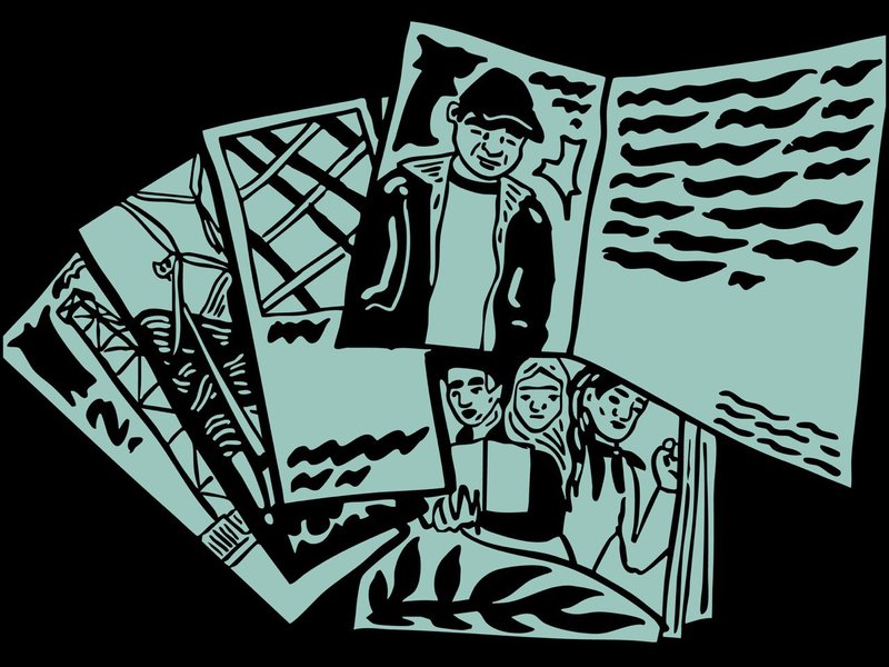 Abbildung von Zeitschriften in einem Siebdruckähnlichen Design